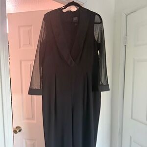 Chic Black Jumpsuit with Sheer Sleeves
